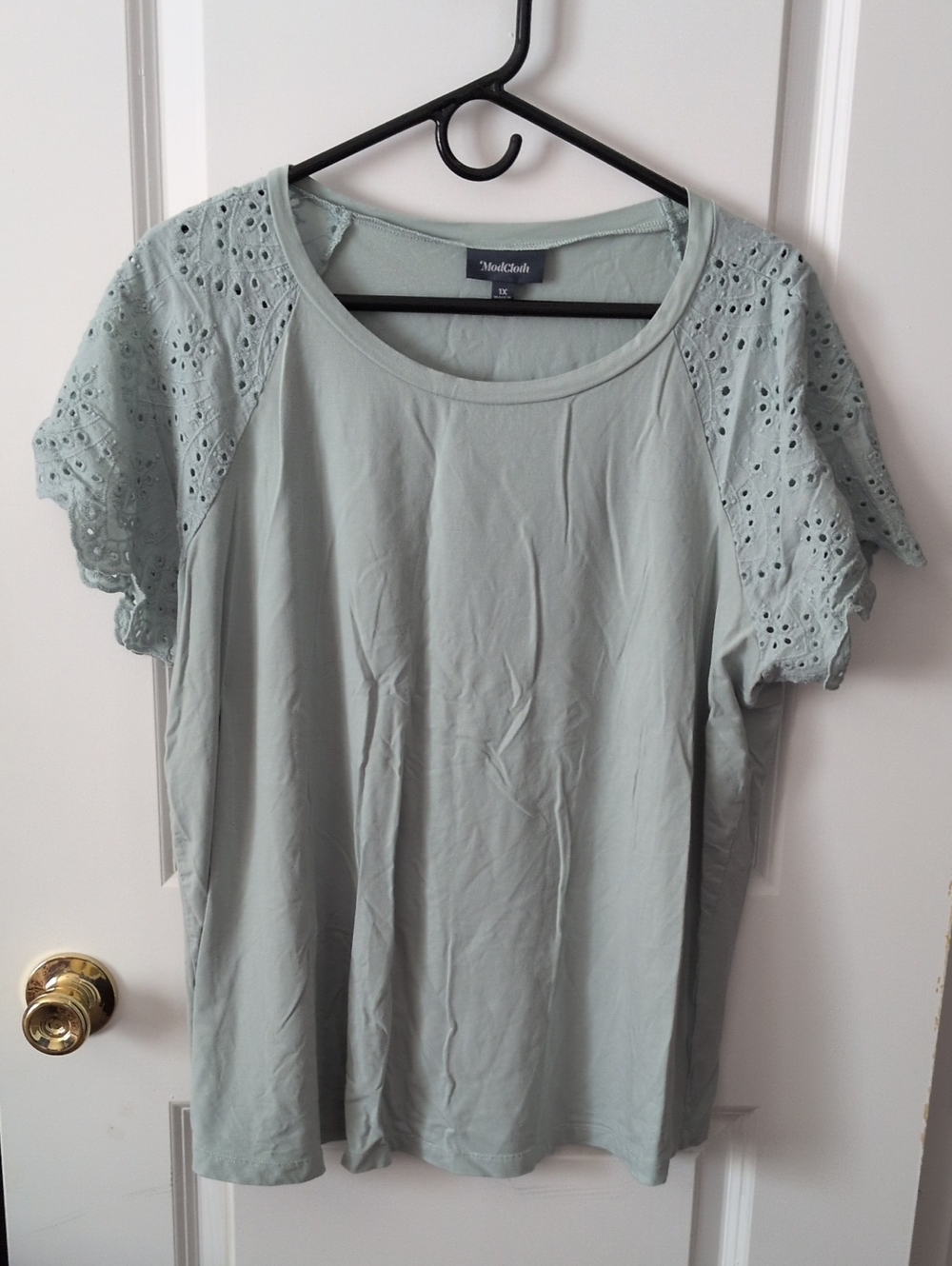 ModCloth Mint Eyelet Short Sleeve Tee